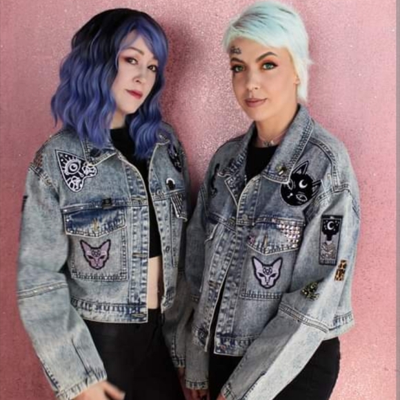 SOLD @MARKET!  Lucipurr pt 2! Custom witchy kitty denim jacket! - Picture 6 of 15